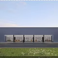Modern Public Architecture Building With Glass Curtain Wall And Open Plaza Area