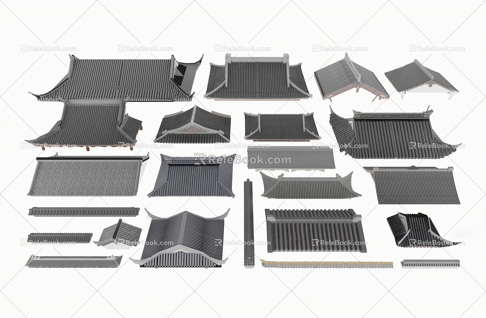 Chinese roof ancient building roof building eaves line 3d model