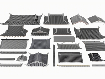 Chinese roof ancient building roof building eaves line 3d model