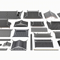 Chinese roof ancient building roof building eaves line 3d model