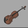 Classic Brown Wooden Violin With Strings And Curved Body On Gray Background