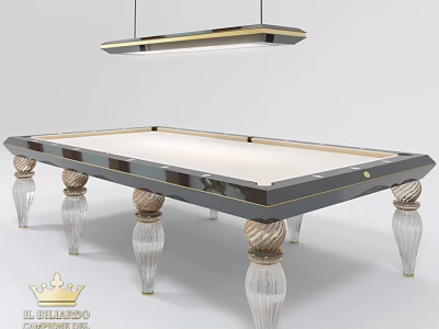 Sleek Modern Billiard Table Entertainment Appliance With Crystal Legs And Gold Trim 3d model