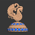 Exquisite Peacock Design Jewelry With Orange Body Blue Gemstones And Layered Decorative Base