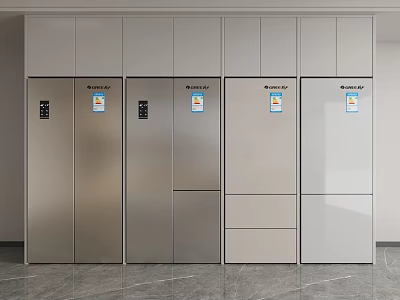 Modern Stainless Steel Refrigerators And Freezers With Built In Design And Various Models 3d model