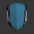 Futuristic Weapon Component With Blue Transparent Surface And Silver Metallic Frame