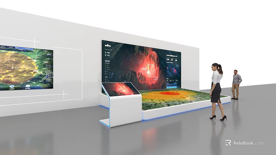 Interactive Digital Display Showcase With Large Screen And Touch Table 3d model 