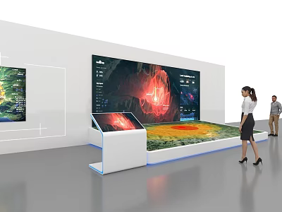Interactive Digital Display Showcase With Large Screen And Touch Table 3d model