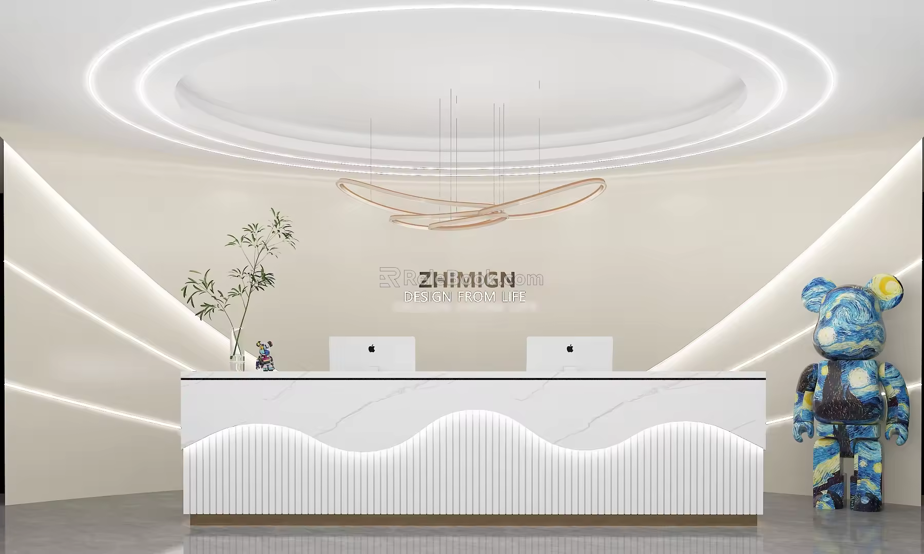 Modern Front Desk Company Front Desk Service Desk 3d model