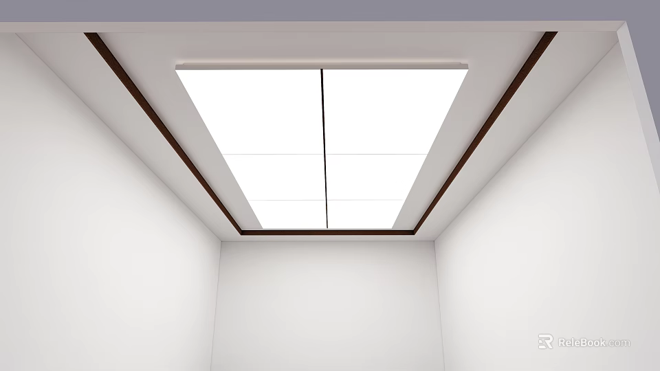 Modern Ceiling Design With Recessed Lighting And Wooden Trim In Minimalist Interior 3d model 