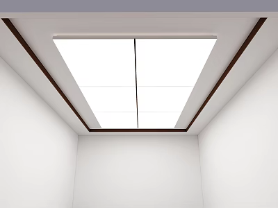 Modern Ceiling Design With Recessed Lighting And Wooden Trim In Minimalist Interior 3d model