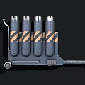 Industrial Equipment With Four Cylindrical Tubes Yellow Black Stripes Wheels And Long Handle
