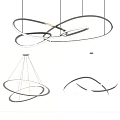 Modern Curved LED Chandelier With Spiral Ring Design For Contemporary Interior Spaces