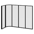 Black Frame Folding Room Divider With Transparent Panels For Space Partitioning Use 3d model