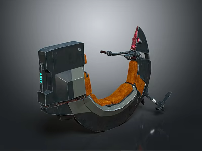 Black Motorcycle With Orange Seat And Red Accents Futuristic Sci Fi Design 3d model