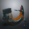 Black Motorcycle With Orange Seat And Red Accents Futuristic Sci Fi Design