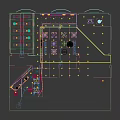 Indoor Multifunctional Fitness Space With Two Story Balcony Basketball Hoop Colorful Sports Markings And Tires