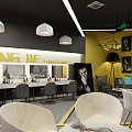 Modern Tea Academy Interior With Bar Counter And Display Shelves