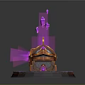 Mystic Glowing Device With Floating Purple Crystals And Orange Silver Base