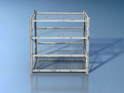 Metal Wire Mesh Storage Shelf Unit With Four Open Layers For Home Organization 3d model