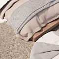 Modern Double Bed Interior With Wooden Headboard Pillows Nightstands Table Lamp And Rug
