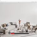 Modern sofa coffee table combination 3d model