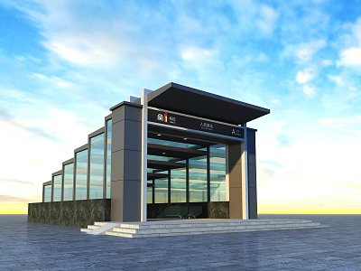 Modern subway entrance 3d model