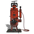 Red Industrial Equipment With Vertical Structure Pipes Valves Stand And Hose