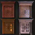 Ornate Classic Entrance Doors With Intricate Carvings Decorative Panels And Metal Detailing