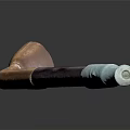 Decorative Pipe Shaped Weapon With Wooden Purple And Light Blue Accents