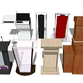 Functional Desks With Modern Design And Microphone Stand In Various Styles 3d model