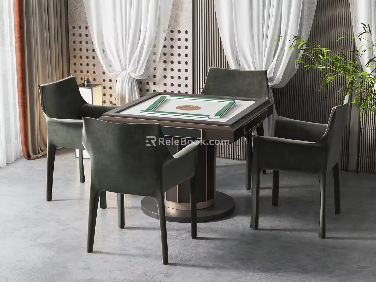 Modern Mahjong Table and Chair Chess and Card Room Mahjong Table and Chair Combination 3d model
