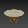 Modern Round Dining Table With Black Geometric Base In Minimalist Room 3d model