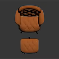 Orange Leather Leisure Chair With Diamond Tufted Design Matching Ottoman And Black Metal Legs