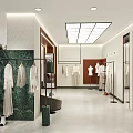 Elegant Korean Clothing Store Interior With Window Displays And Mannequins