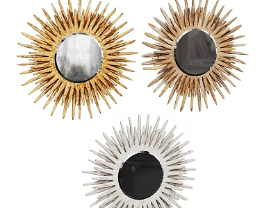 Decorative Sunburst Design Mirrors in Gold Copper Silver for Wall Decor 3d model