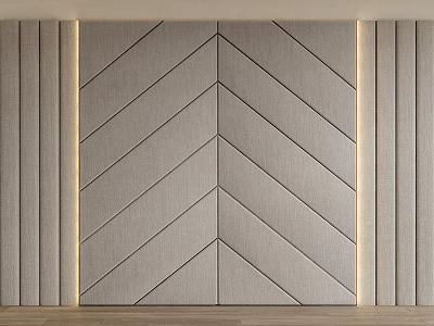 Modern Upholstered Wall Design With Chevron Pattern And Accent Lighting 3d model