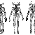 Smart Robot Figures With Blue Metallic Body And Horned Head Design