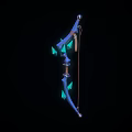 Elegant Blue Decorative Bow With Glowing Green Accents And Intricate Design