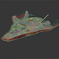 Futuristic Spaceship Design with Glowing Flame Effect for Advanced Space Exploration 3d model