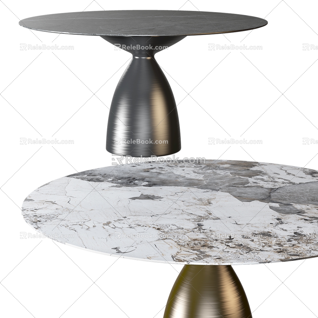 Marble Dining Table Round Dining Table Metal Dining Table Light Luxury Dining Table 3d model