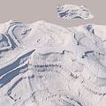 Garden Landscape Design Featuring Mountainous Terrain With Snow Covered Textured Surfaces