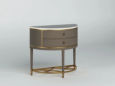 Elegant Modern Corner Table With Gray Wood Cabinet Gold Metal Legs And Marble Top Drawers 3d model