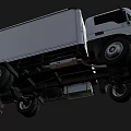 White Commercial Box Truck With Cab And Cargo Container On Black Background 3d model