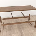 Two Wooden Functional Tables With Simple Design And Smooth Rectangular Surface 3d model