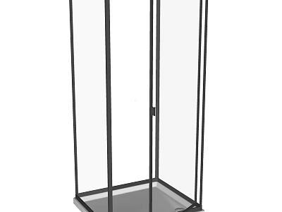 Modern Black Frame Glass Shower Sauna with Square Base and Minimalist Design 3d model
