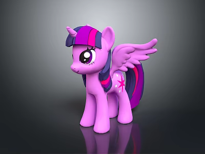 Pink Pony Toy Figure With Horn Wings Purple Pink Mane And Star Tail 3d model