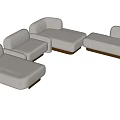 Modern Sectional Multi Person Sofa With Upholstered Fabric Round Pillows And Ottoman