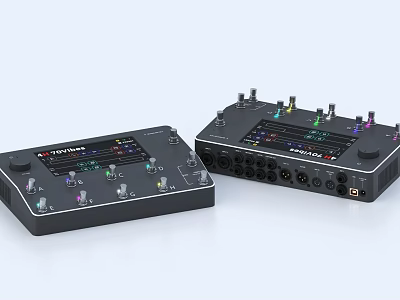TASCAM Dual Audio Interfaces With Multiple Knobs Ports And Colorful Buttons 3d model