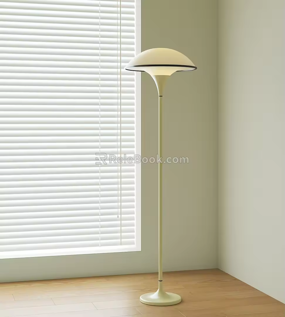 Cream style simple floor lamp 3d model