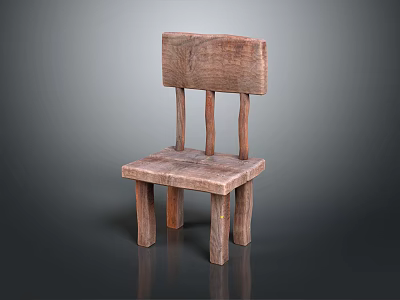 Rustic Wooden Chair Crafted From Natural Wood With Smooth Surface And Stable Legs 3d model